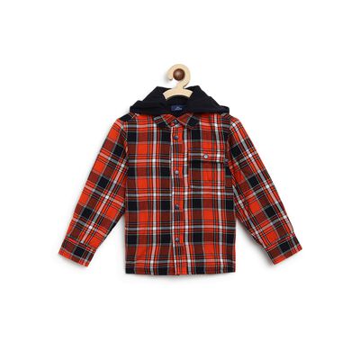 Boys Medium Orange Long Sleeve Flannel Shirt